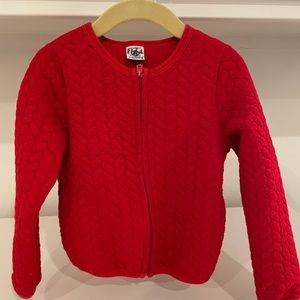Girls’ Petit Bateau Quilt Zipper Cardigan